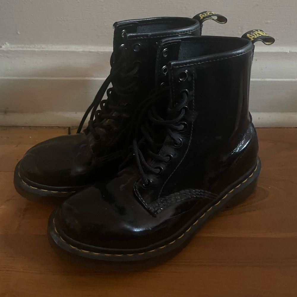 Black Dr. Martens patent Women's Boots